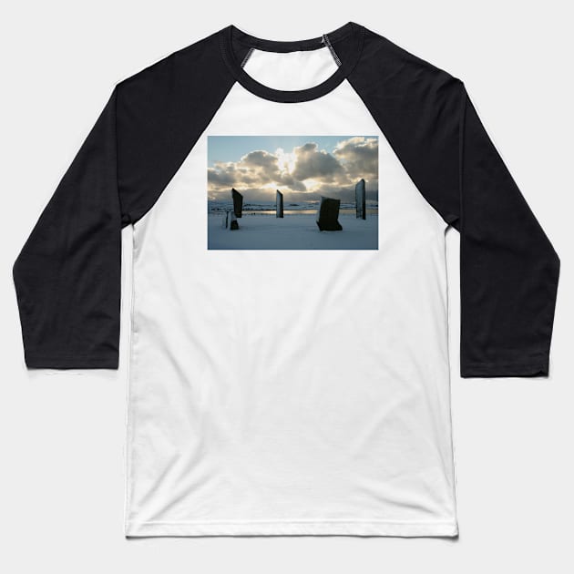 Stenness in snow Baseball T-Shirt by orcadia